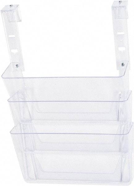 Deflect-o - 13" Wide x 4" Deep x 20" High, 3 Compartments, Plastic Hanging File Folder Racks-Plastic - Clear, 12-3/4" Compartment Width x 3-3/4" Compartment Depth x 6-3/4" Compartment Height - Americas Industrial Supply