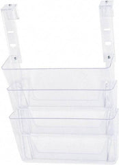 Deflect-o - 13" Wide x 4" Deep x 20" High, 3 Compartments, Plastic Hanging File Folder Racks-Plastic - Clear, 12-3/4" Compartment Width x 3-3/4" Compartment Depth x 6-3/4" Compartment Height - Americas Industrial Supply