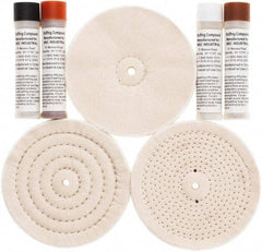 Value Collection - 6" Diam Loose Sewn, Cushion Sewn Buffing Wheel Set - 1/2" Arbor Hole - Americas Industrial Supply