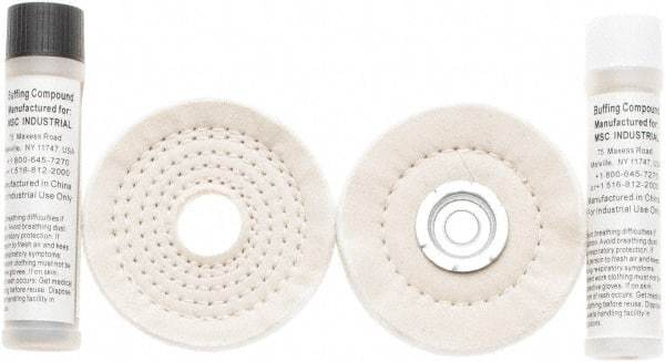 Value Collection - 4" Diam Loose Sewn, Cushion Sewn Buffing Wheel Set - 1/2" Arbor Hole - Americas Industrial Supply