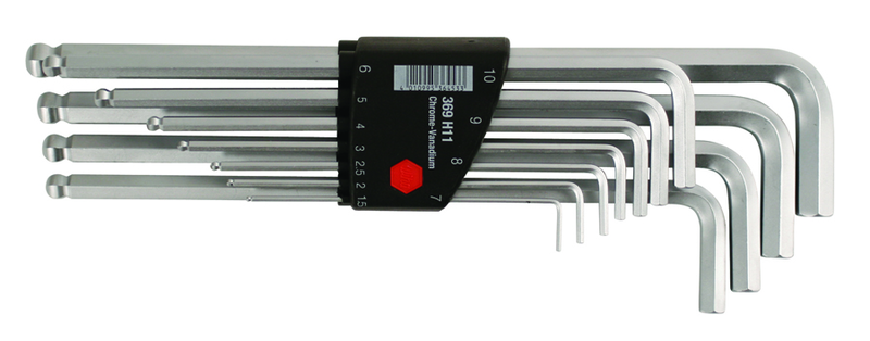 11 Pc  Metric Ball End Hex L-Key Set - Long Arm - Americas Industrial Supply