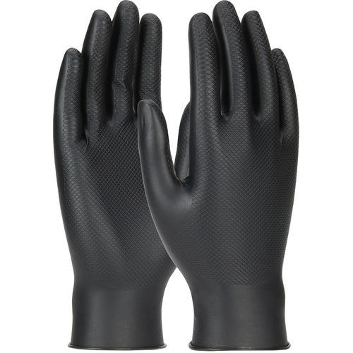 ‎67-246/S Disposable Gloves - Ambi-Dex Grippaz Industrial - Black - 6 Mil Nitrile - Fish Scale - 50/Box - Exact Industrial Supply