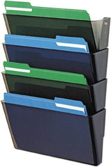 Deflect-o - 13" Wide x 7" High x 4" Deep Plastic Wall File - 4 Compartments, Smoke - Americas Industrial Supply