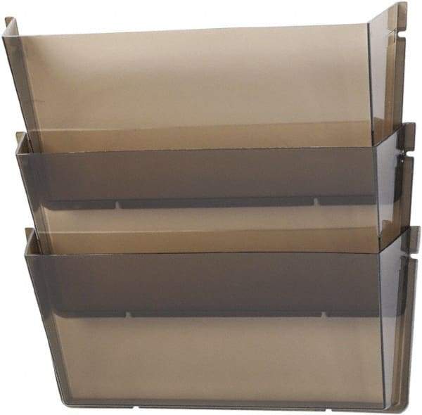 Deflect-o - 14-1/2" Wide x 6-1/2" High x 3" Deep Plastic Wall File - 3 Compartments, Smoke - Americas Industrial Supply