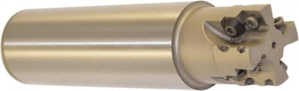 Millstar - 1-1/2" Cut Diam, 1.58" Max Depth, 1-1/2" Shank Diam, Cylindrical Shank Indexable High-Feed End Mill - Screw Holding Method, HFCI-1204 Insert, HFSS Toolholder, Through Coolant - Americas Industrial Supply