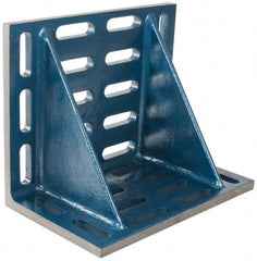Interstate - 20" Wide x 12" Deep x 16" High Cast Iron Machined Angle Plate - Slotted Plate, Through-Slots on Surface, Double Web, Single Plate - Americas Industrial Supply