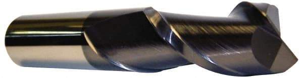 Accupro - 9/16", 1-1/4" LOC, 9/16" Shank Diam, 3-1/2" OAL, 2 Flute, Solid Carbide Square End Mill - Single End, AlTiN Finish, Spiral Flute, 40° Helix, Centercutting, Right Hand Cut, Right Hand Flute - Americas Industrial Supply