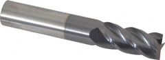 Accupro - 9/16", 1-1/4" LOC, 9/16" Shank Diam, 3-1/2" OAL, 4 Flute, Solid Carbide Square End Mill - Single End, AlTiN Finish, Spiral Flute, 40° Helix, Centercutting, Right Hand Cut, Right Hand Flute - Americas Industrial Supply