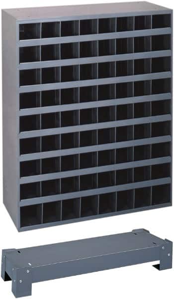 Durham - 40 Bin Bin Shelving Unit with Openings and Base - 12 Inch Overall Depth x 24 Inch Overall Height, Gray Steel Bins - Americas Industrial Supply