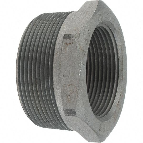 Made in USA - Size 2 x 1-1/2", Class 3,000, Forged Carbon Steel Black Pipe Hex Bushing - 3,000 psi, Threaded End Connection - Americas Industrial Supply