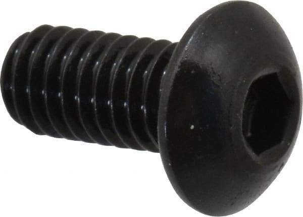 Holo-Krome - M4x0.70 Metric Coarse Hex Socket Drive, Button Screw - Grade 12.9 Alloy Steel, Black Oxide Finish, Fully Threaded, 8mm Length Under Head - Americas Industrial Supply