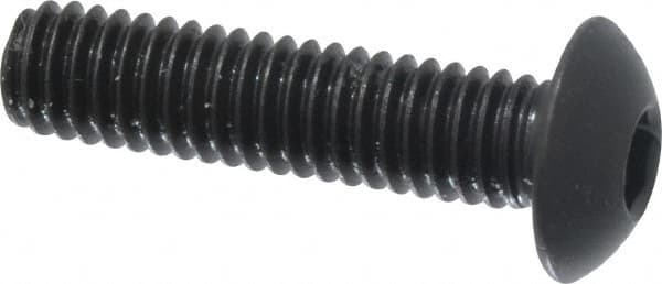 Holo-Krome - M4x0.70 Metric Coarse Hex Socket Drive, Button Screw - Grade 12.9 Alloy Steel, Black Oxide Finish, Fully Threaded, 16mm Length Under Head - Americas Industrial Supply