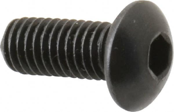 Holo-Krome - M5x0.80 Metric Coarse Hex Socket Drive, Button Screw - Grade 12.9 Alloy Steel, Black Oxide Finish, Fully Threaded, 12mm Length Under Head - Americas Industrial Supply