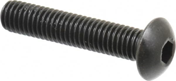 Holo-Krome - M5x0.80 Metric Coarse Hex Socket Drive, Button Screw - Grade 12.9 Alloy Steel, Black Oxide Finish, Fully Threaded, 25mm Length Under Head - Americas Industrial Supply