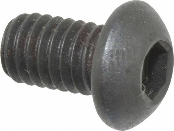 Holo-Krome - M6x1.00 Metric Coarse Hex Socket Drive, Button Screw - Grade 12.9 Alloy Steel, Black Oxide Finish, Fully Threaded, 10mm Length Under Head - Americas Industrial Supply