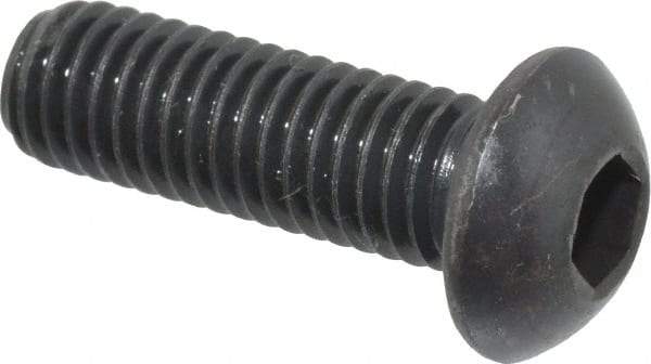 Holo-Krome - M8x1.25 Metric Coarse Hex Socket Drive, Button Screw - Grade 12.9 Alloy Steel, Black Oxide Finish, Fully Threaded, 25mm Length Under Head - Americas Industrial Supply