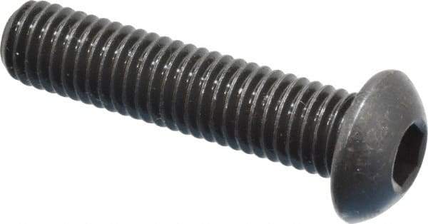 Holo-Krome - M8x1.25 Metric Coarse Hex Socket Drive, Button Screw - Grade 12.9 Alloy Steel, Black Oxide Finish, Fully Threaded, 35mm Length Under Head - Americas Industrial Supply