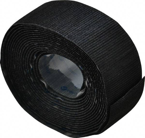 VELCRO Brand - 2" Wide x 5 Yd Long Adhesive Backed Hook Roll - Continuous Roll, Black - Americas Industrial Supply