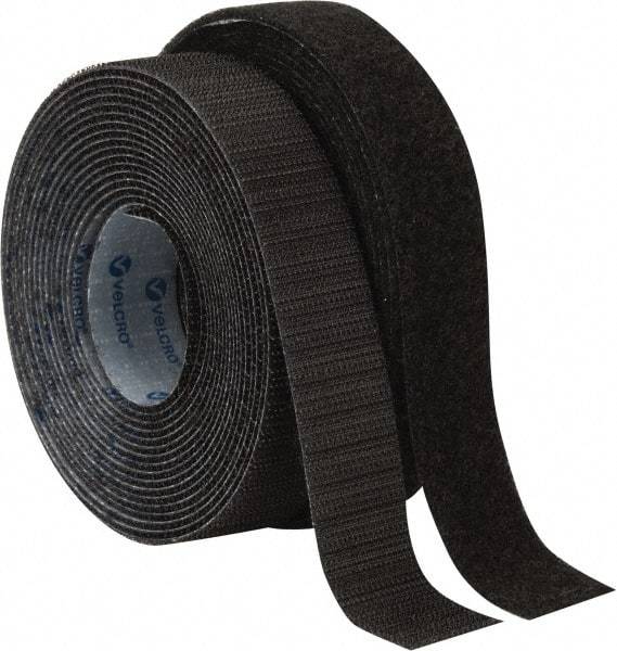 VELCRO Brand - 1" Wide x 5 Yd Long Adhesive Backed Hook & Loop Roll - Continuous Roll, Black - Americas Industrial Supply