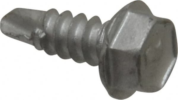 Elco - #8, Hex Washer Head, Hex Drive, 1/2" Length Under Head, #2 Point, Self Drilling Screw - Steel - Americas Industrial Supply