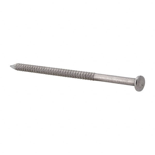 Made in USA - 16D, 8 Gauge, 3-1/2" OAL Common Nails - Ring Shank, 18-8 Stainless Steel - Americas Industrial Supply