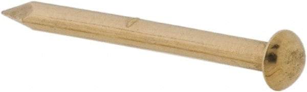 Made in USA - 16 Gauge, 3/4" OAL Escutcheon Pin Nails - Smooth Shank, Brass, Bright Finish - Americas Industrial Supply