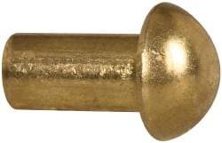 Made in USA - 3/16" Body Diam, Round Brass Solid Rivet - 3/8" Length Under Head - Americas Industrial Supply