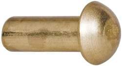 Made in USA - 3/16" Body Diam, Round Brass Solid Rivet - 1/2" Length Under Head - Americas Industrial Supply