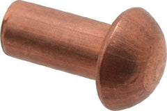 Made in USA - 1/8" Body Diam, Round Copper Solid Rivet - 1/4" Length Under Head - Americas Industrial Supply