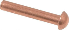 Made in USA - 1/8" Body Diam, Round Copper Solid Rivet - 3/4" Length Under Head - Americas Industrial Supply