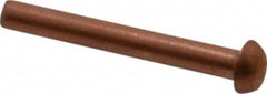 Made in USA - 1/8" Body Diam, Round Copper Solid Rivet - 1" Length Under Head - Americas Industrial Supply