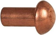 Made in USA - 3/16" Body Diam, Round Copper Solid Rivet - 3/8" Length Under Head - Americas Industrial Supply