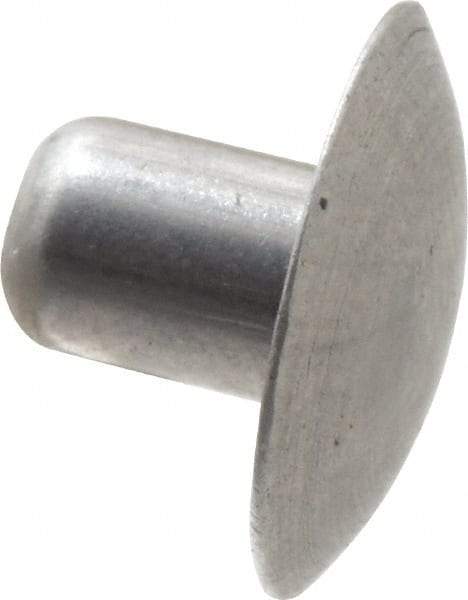 Made in USA - 3/16" Body Diam, Brazier Aluminum Solid Rivet - 1/4" Length Under Head, Grade 1100F, 0.467" Head Diam x 3/32" Head Height - Americas Industrial Supply