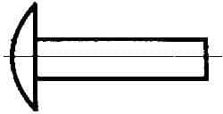 Made in USA - 3/16" Body Diam, Brazier Aluminum Solid Rivet - 3/4" Length Under Head, Grade 2117-T4, 0.467" Head Diam x 3/32" Head Height - Americas Industrial Supply