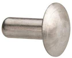 Made in USA - 3/16" Body Diam, Brazier Aluminum Solid Rivet - 1/2" Length Under Head, Grade 1100F, 0.467" Head Diam x 3/32" Head Height - Americas Industrial Supply