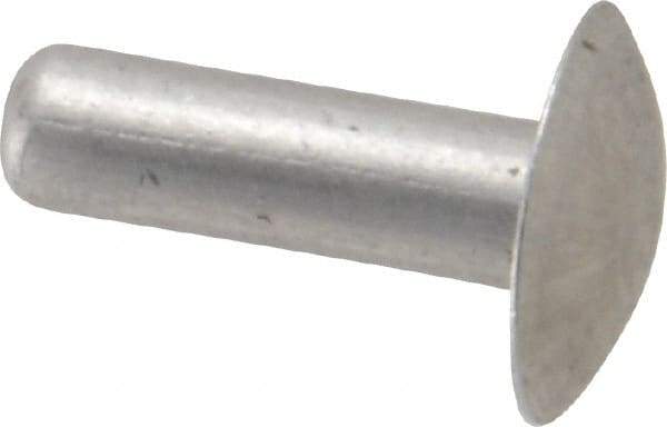 Made in USA - 3/16" Body Diam, Brazier Aluminum Solid Rivet - 5/8" Length Under Head, Grade 1100F, 0.467" Head Diam x 3/32" Head Height - Americas Industrial Supply