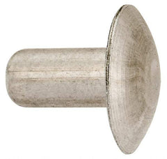 Made in USA - 1/4" Body Diam, Brazier Aluminum Solid Rivet - 1/2" Length Under Head, Grade 1100F, 5/8" Head Diam x 1/8" Head Height - Americas Industrial Supply