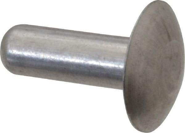 Made in USA - 1/4" Body Diam, Brazier Aluminum Solid Rivet - 3/4" Length Under Head, Grade 1100F, 5/8" Head Diam x 1/8" Head Height - Americas Industrial Supply