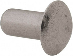 Made in USA - 3/16" Body Diam, Universal Aluminum Solid Rivet - 3/8" Length Under Head, Grade 2117-T4, 3/8" Head Diam x 0.085" Head Height - Americas Industrial Supply