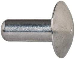 Made in USA - 3/16" Body Diam, Brazier Aluminum Solid Rivet - 1/2" Length Under Head, Grade 2117-T4, 0.467" Head Diam x 3/32" Head Height - Americas Industrial Supply