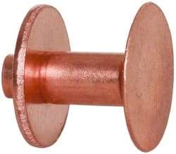 Made in USA - #8 Wire Body Diam, Flat Copper Belt Rivet with Washer - 1/2" Length Under Head, 1/2" Head Diam - Americas Industrial Supply