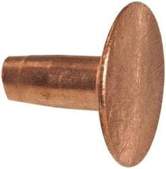 Made in USA - #10 Wire Body Diam, Flat Copper Belt Rivet with Washer - 3/8" Length Under Head, 7/16" Head Diam - Americas Industrial Supply
