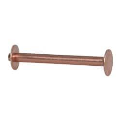 Made in USA - #12 Wire Body Diam, Flat Copper Belt Rivet with Washer - 1-1/2" Length Under Head, 3/8" Head Diam - Americas Industrial Supply