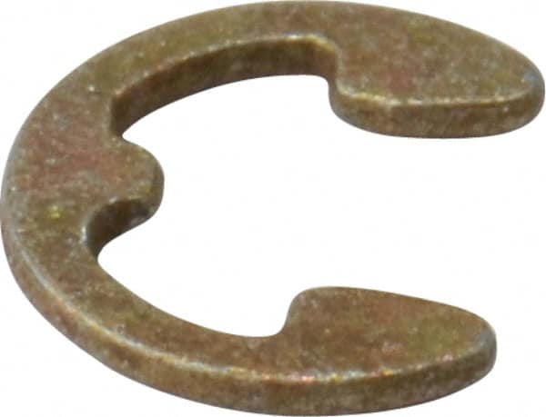 Rotor Clip - 0.102" Groove Diam, 9/64" Shaft Diam, Zinc Yellow Dichromate Steel, E Style External Retaining Rings - 0.02" Groove Width, 0.019" Groove Depth, 0.015" Ring Thickness, Grade 1060-1090 - Americas Industrial Supply