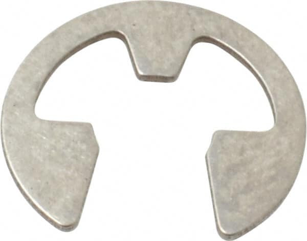 Rotor Clip - 0.21" Groove Diam, 1/4" Shaft Diam, Stainless Steel, E Style External Retaining Rings - 0.029" Groove Width, 0.02" Groove Depth, 0.025" Ring Thickness, Grade 15-7 Grade 632 - Americas Industrial Supply