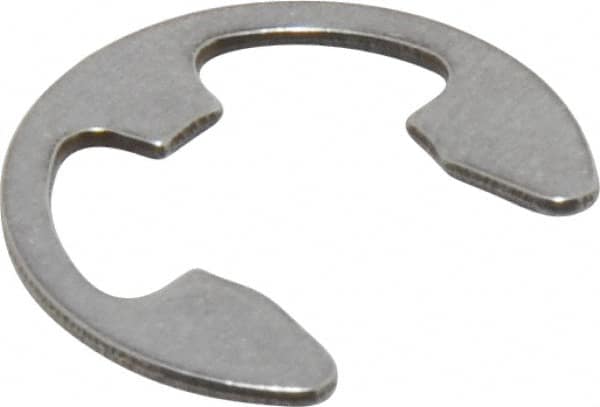 Rotor Clip - 0.343" Groove Diam, 7/16" Shaft Diam, Stainless Steel, E Style External Retaining Rings - 0.039" Groove Width, 0.047" Groove Depth, 0.035" Ring Thickness, Grade 15-7 Grade 632 - Americas Industrial Supply
