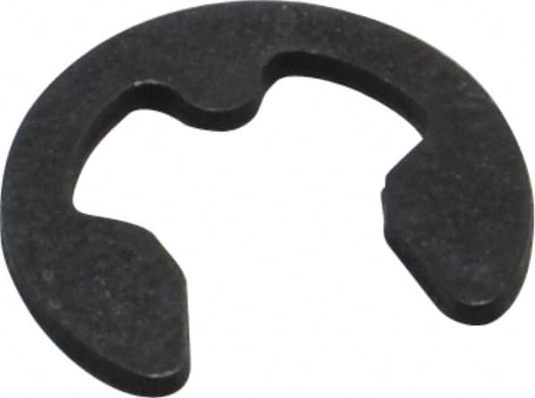 Rotor Clip - 4mm Groove Diam, 5 to 7mm Shaft Diam, Phosphate & Oil Steel, E Style External Retaining Rings - 0.74mm Groove Width, 0.7mm Ring Thickness, Grade 1060-1090 - Americas Industrial Supply