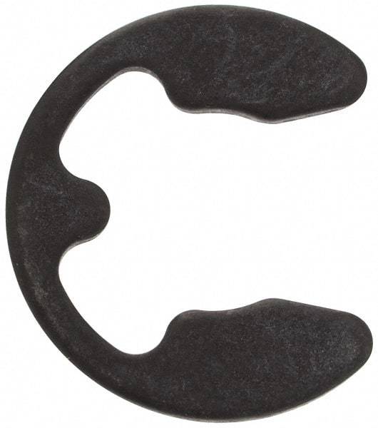 Rotor Clip - 10mm Groove Diam, 11 to 15mm Shaft Diam, Phosphate & Oil Steel, E Style External Retaining Rings - 1.25mm Groove Width, 1.2mm Ring Thickness, Grade 1060-1090 - Americas Industrial Supply