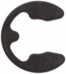 Rotor Clip - 10mm Groove Diam, 11 to 15mm Shaft Diam, Phosphate & Oil Steel, E Style External Retaining Rings - 1.25mm Groove Width, 1.2mm Ring Thickness, Grade 1060-1090 - Americas Industrial Supply