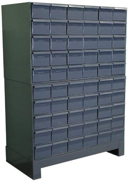 Durham - 60 Bin Drawer Cabinet System - 17-1/4 Inch Overall Depth x 48 Inch Overall Height, Gray Steel Bins - Americas Industrial Supply